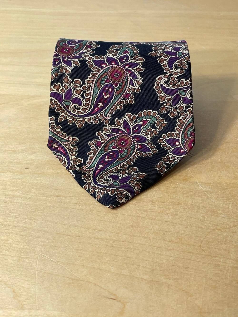 Vintage Christian Dior Monsieur Silk Necktie Purple Paisley Office Wedding Guest